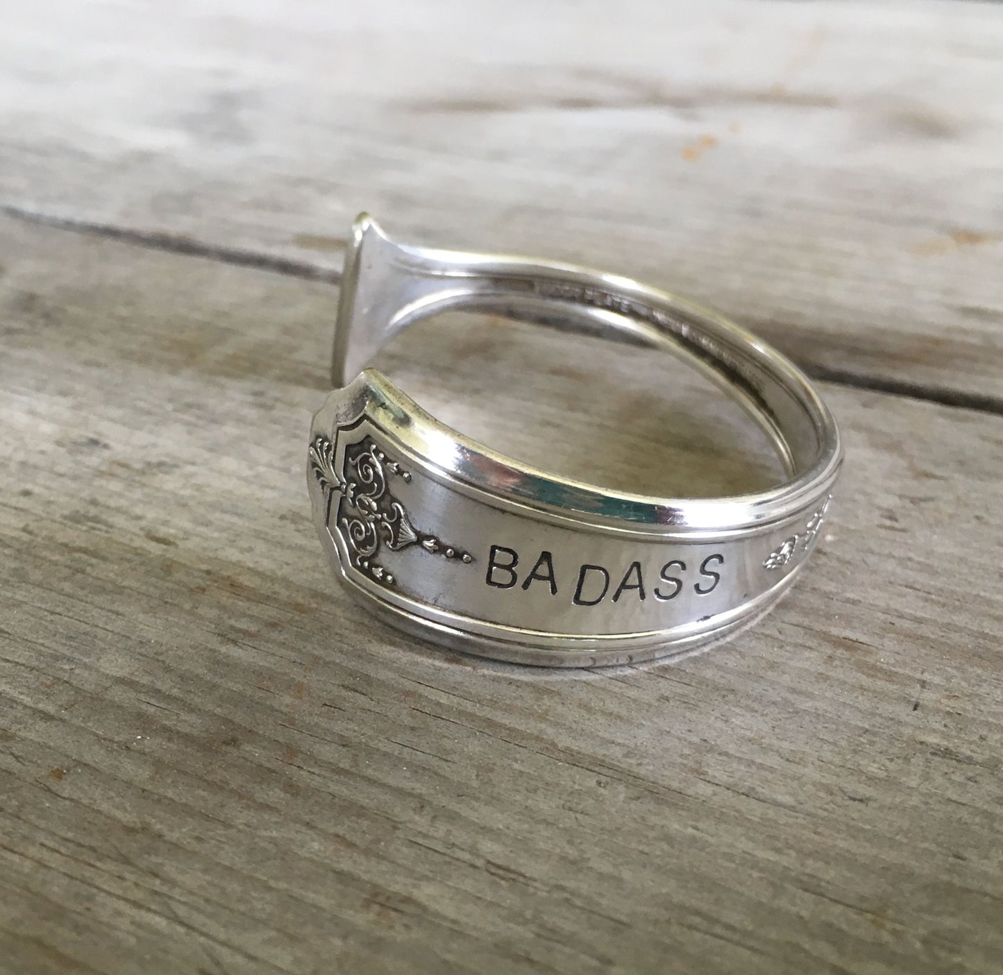 Spoon Cuff Bracelet Hand Stamped BADASS Queen Bess