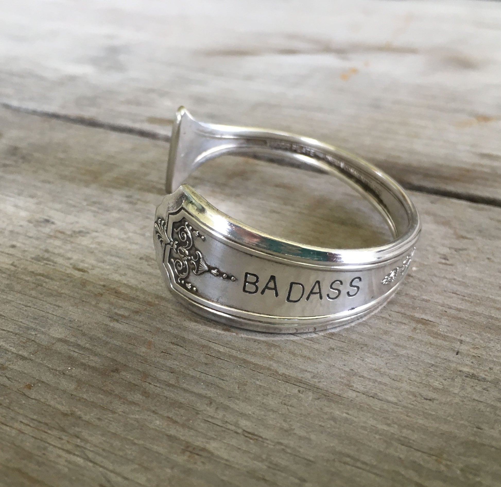 Spoon Cuff Bracelet Hand Stamped BADASS Queen Bess