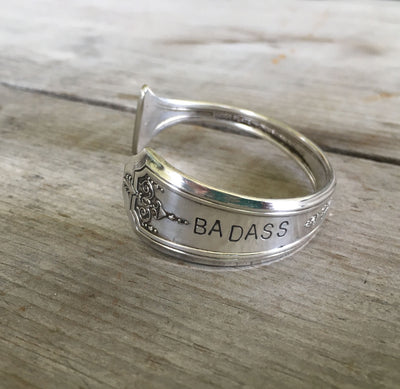 Spoon Cuff Bracelet Hand Stamped BADASS Queen Bess