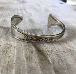 Spoon Cuff Bracelet Hand Stamped From Tudor Plate Enchantment Pattern from 1929 