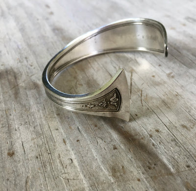 Upcycled Spoon Cuff Bracelet from Tudor Plate Enchantment Pattern