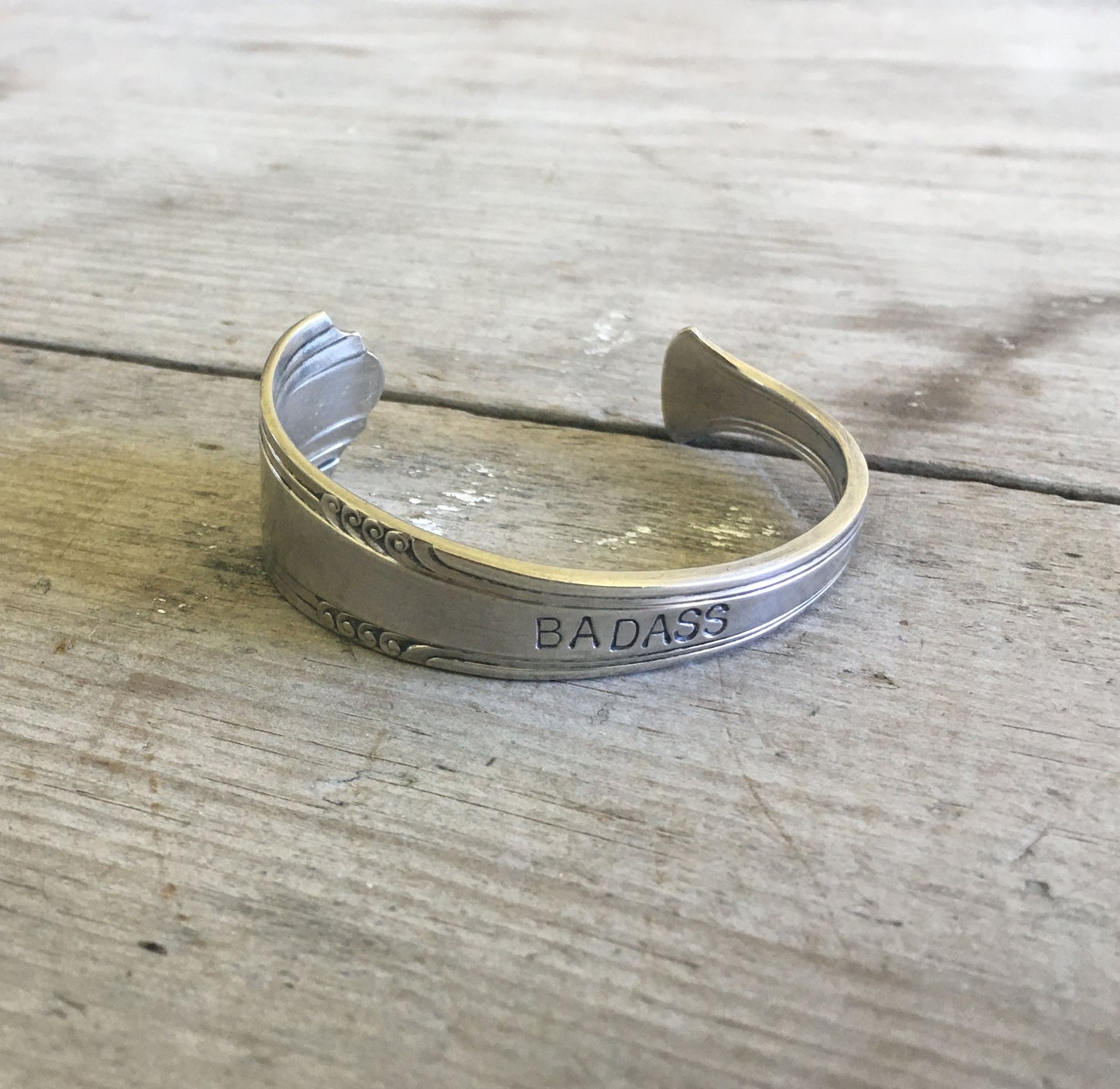 Spoon Cuff Bracelet Stamped Badass