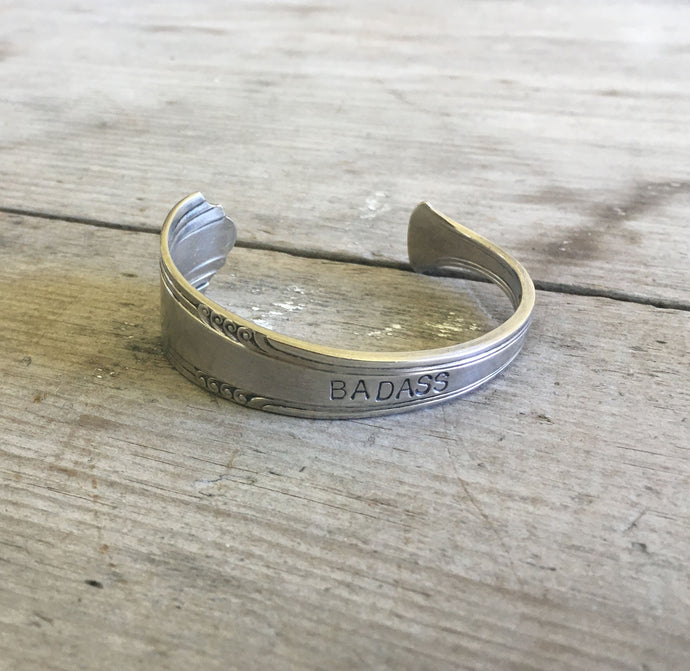 Spoon Cuff Bracelet Stamped Badass