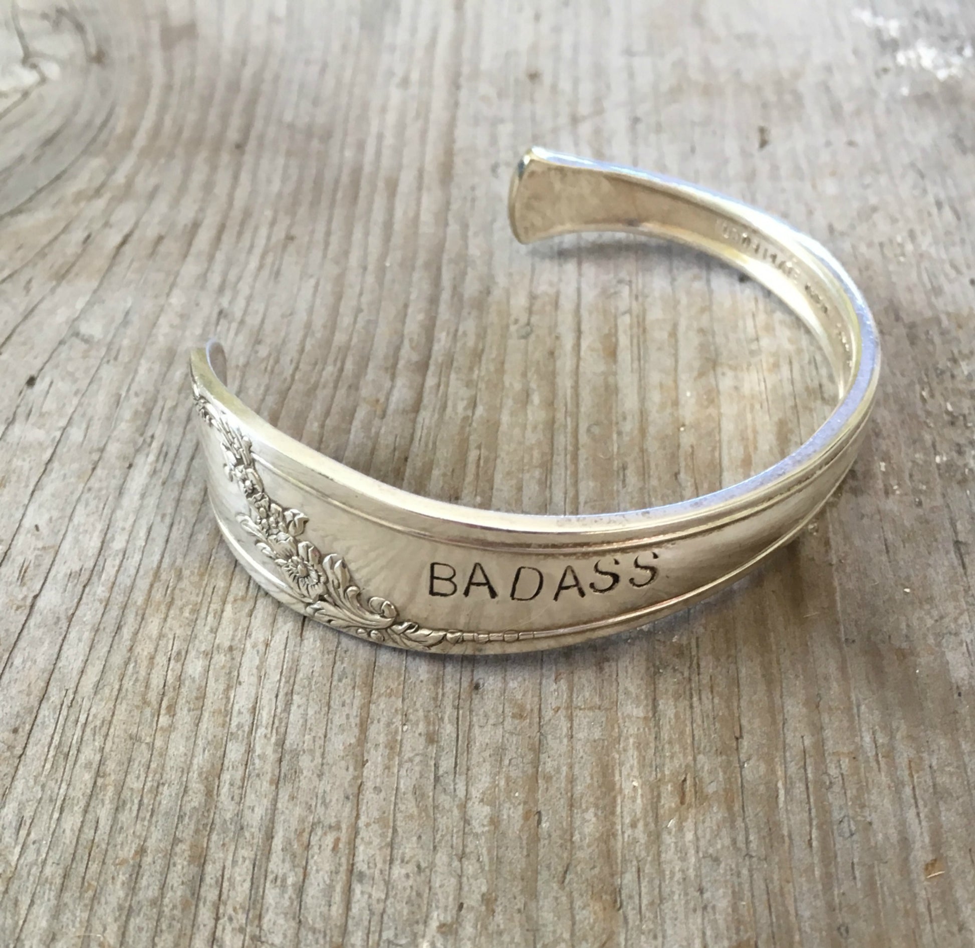 Tudor Plate Queen Bess Cuff Bracelet from Spoon stamped badass