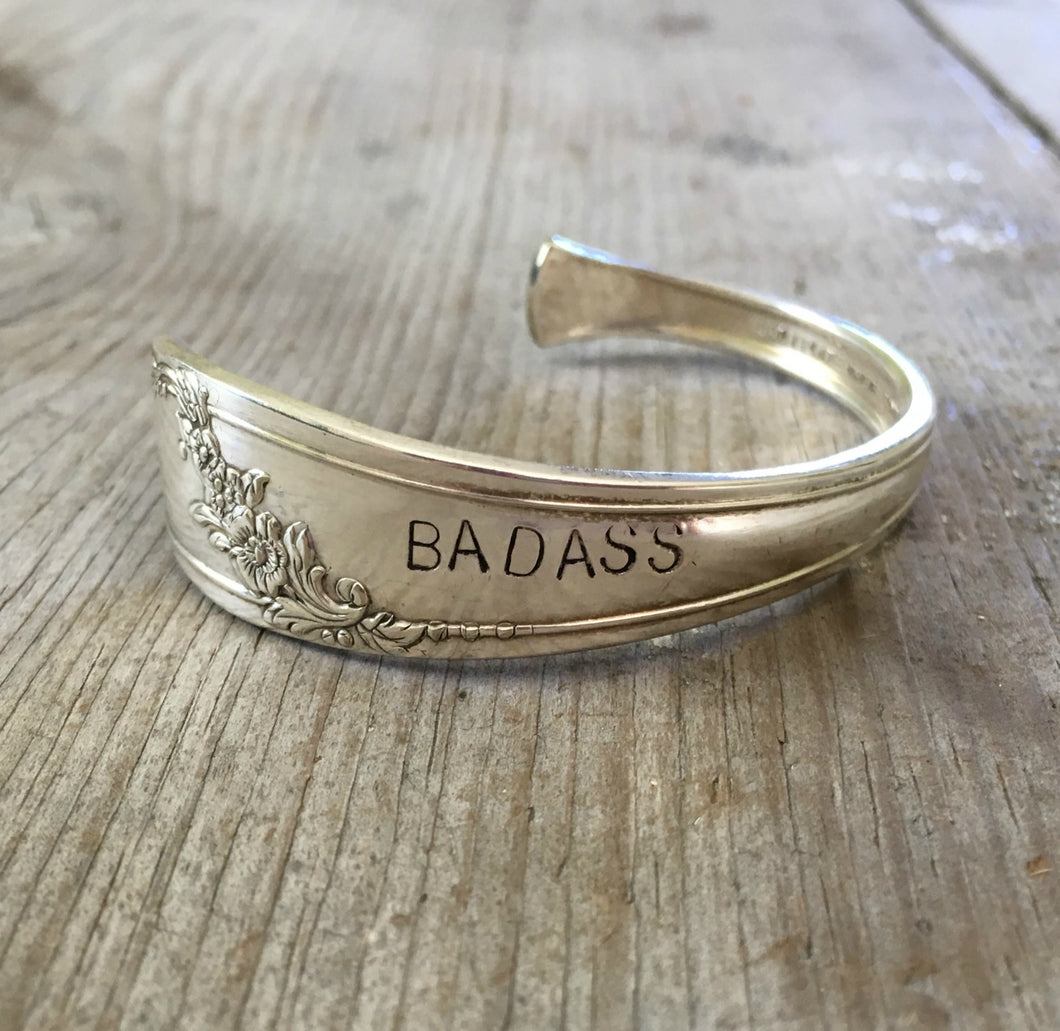 Spoon Cuff bracelet ladylike hand stamped BADASS