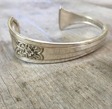 Stamped Spoon Cuff Bracelet FAITH on Fenway Silverplate Spoon Handle View of backside