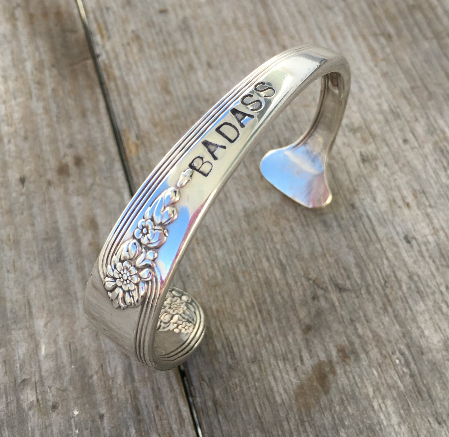 Handstamped Spoon Cuff Bracelet Size Medium Badass 