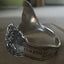 Closeup of the handstamping on the mermaid soul spoon cuff bracelet