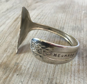 Upcycled Spoon Cuff Bracelet with Mermaid Tail Fin End 