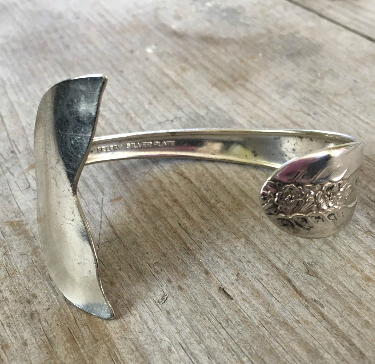 Spoon Cuff Bracelet with Mermaid Tail Fin End 