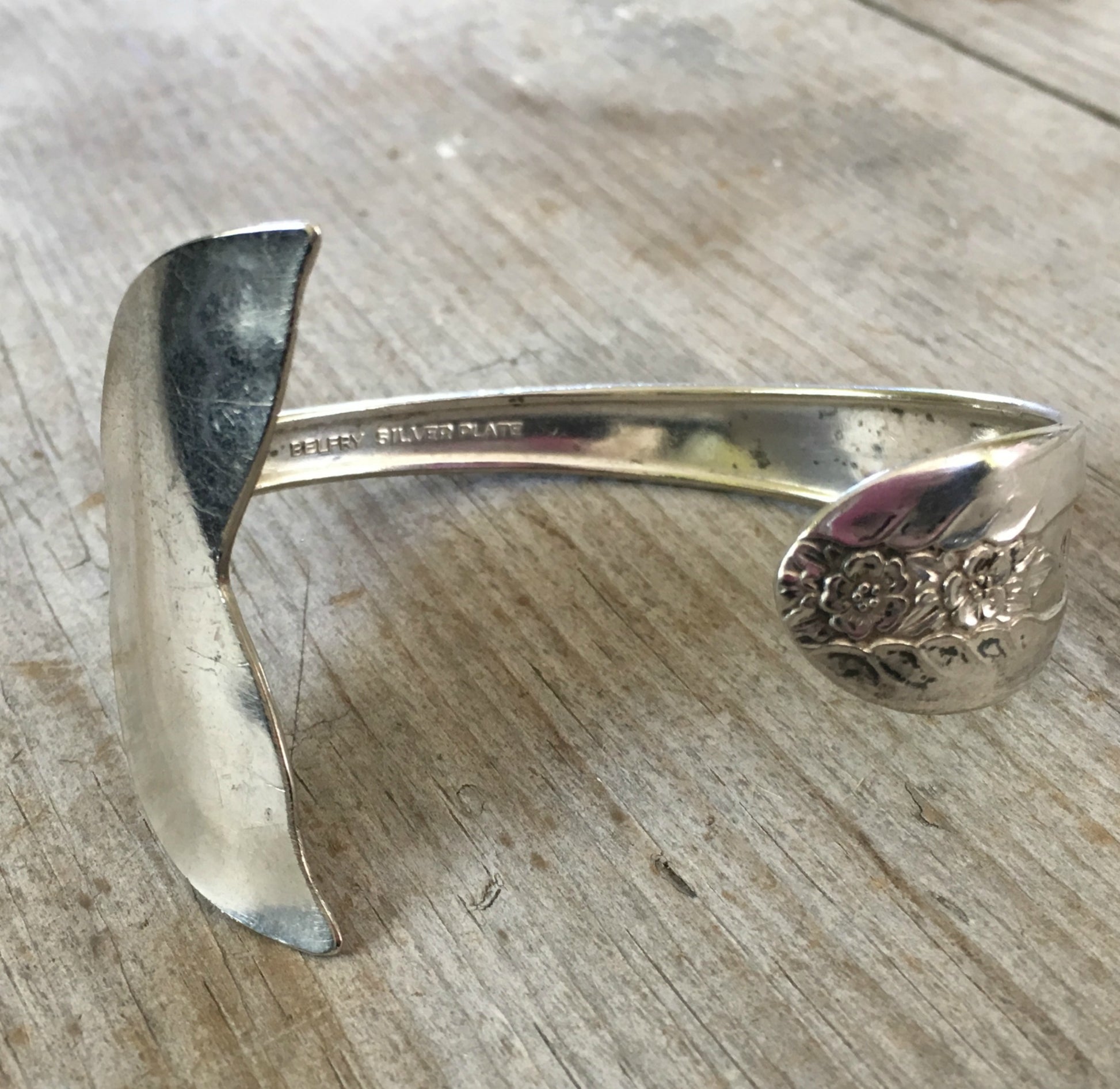 Spoon Cuff Bracelet with Mermaid Tail Fin End 