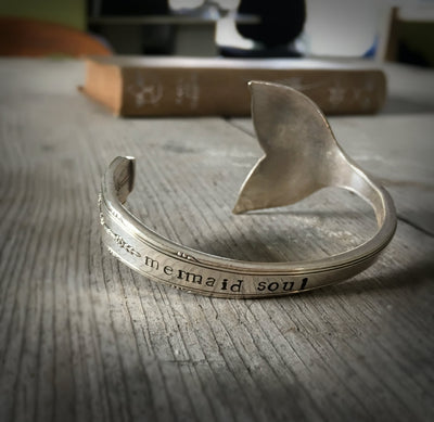 Mermaid Soul Handmade Spoon Cuff Bracelet with Tail Fin End 3776