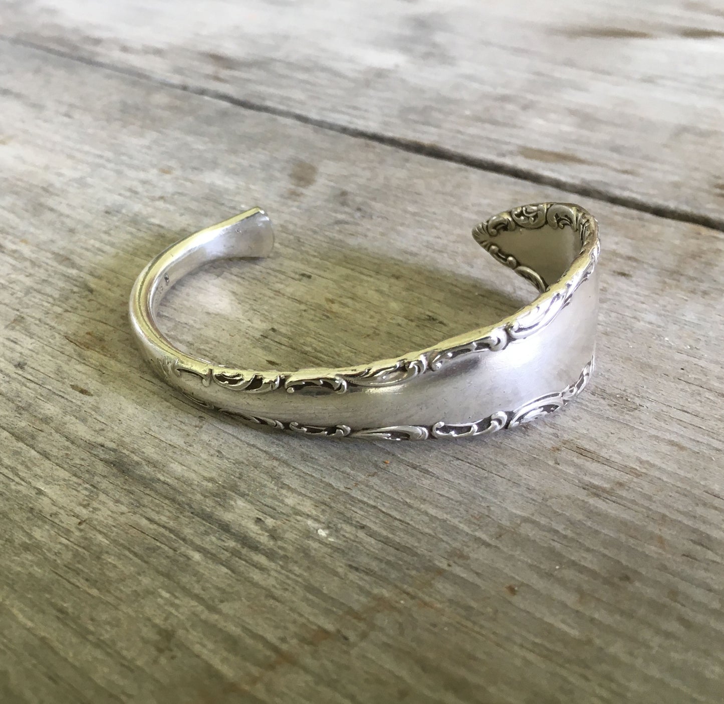 Silverware Bracelet in Cuff Shape with Ornate timeless design called Savoy