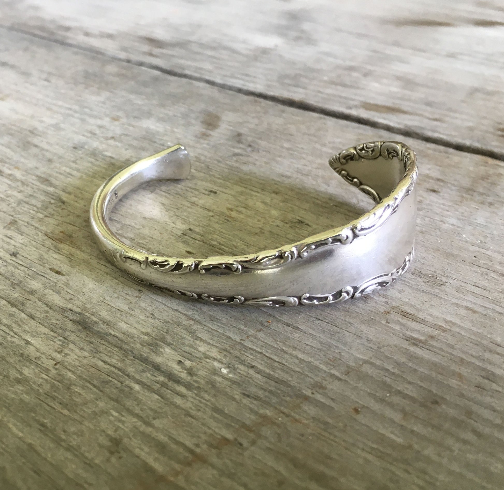 Silverware Bracelet in Cuff Shape with Ornate timeless design called Savoy