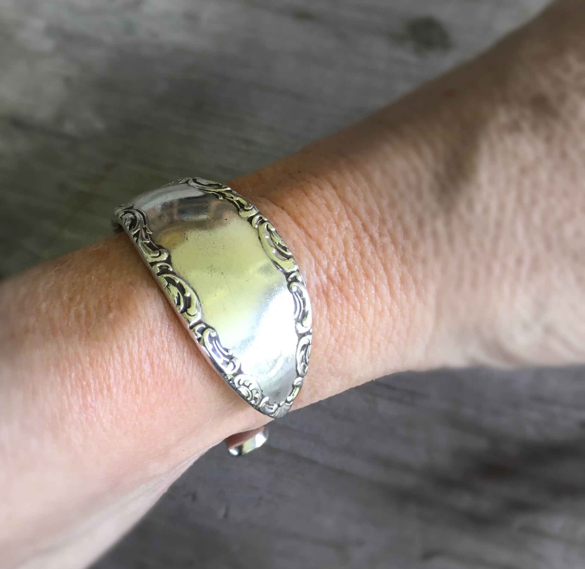 Spoon Cuff Bracelet Rogers & Bros. Savoy shown on model wrist