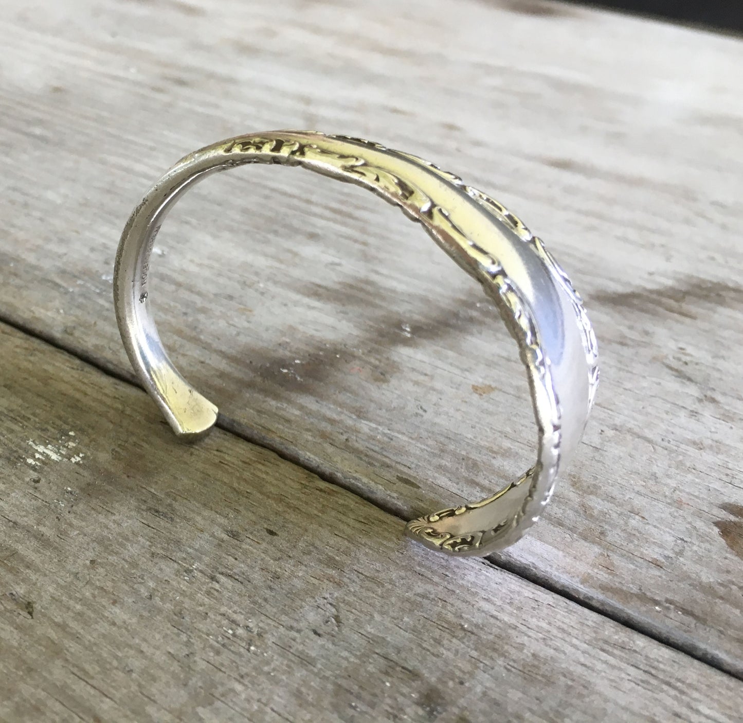 Silverware Bracelet in Cuff Shape with Ornate timeless design called Savoy