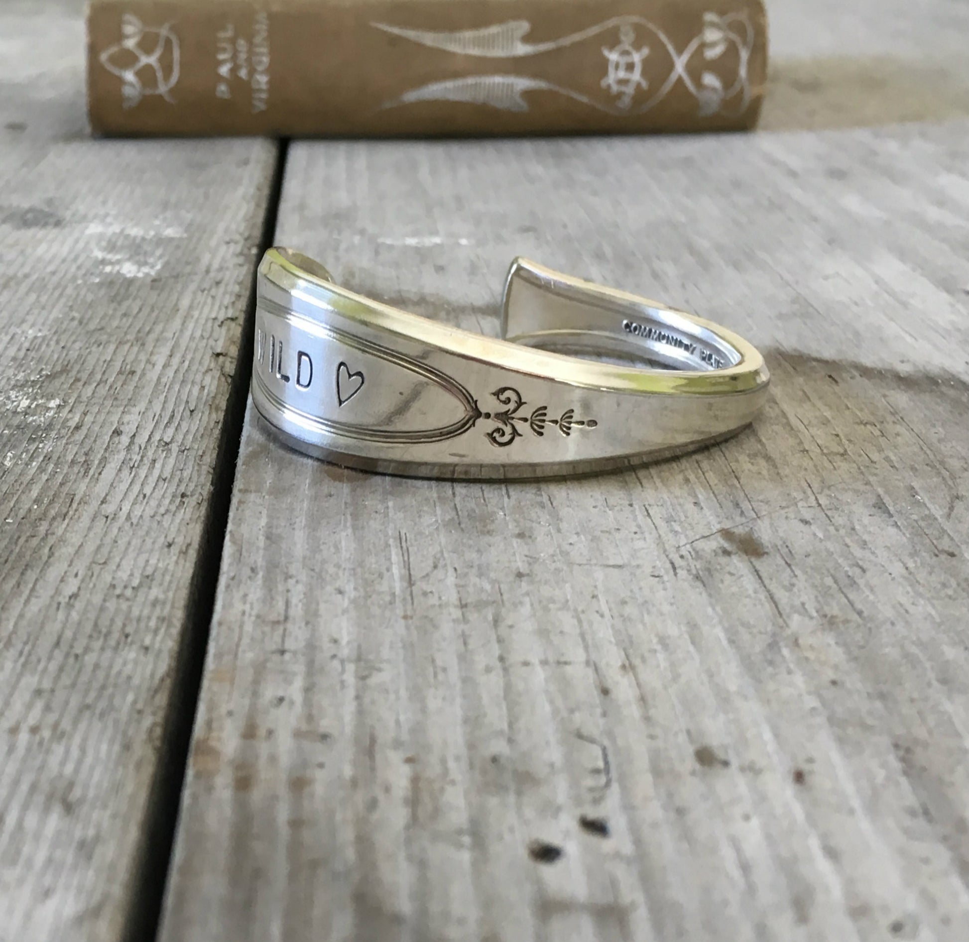 Detail of design on Wild Heart Spoon Cuff bracelet 3596