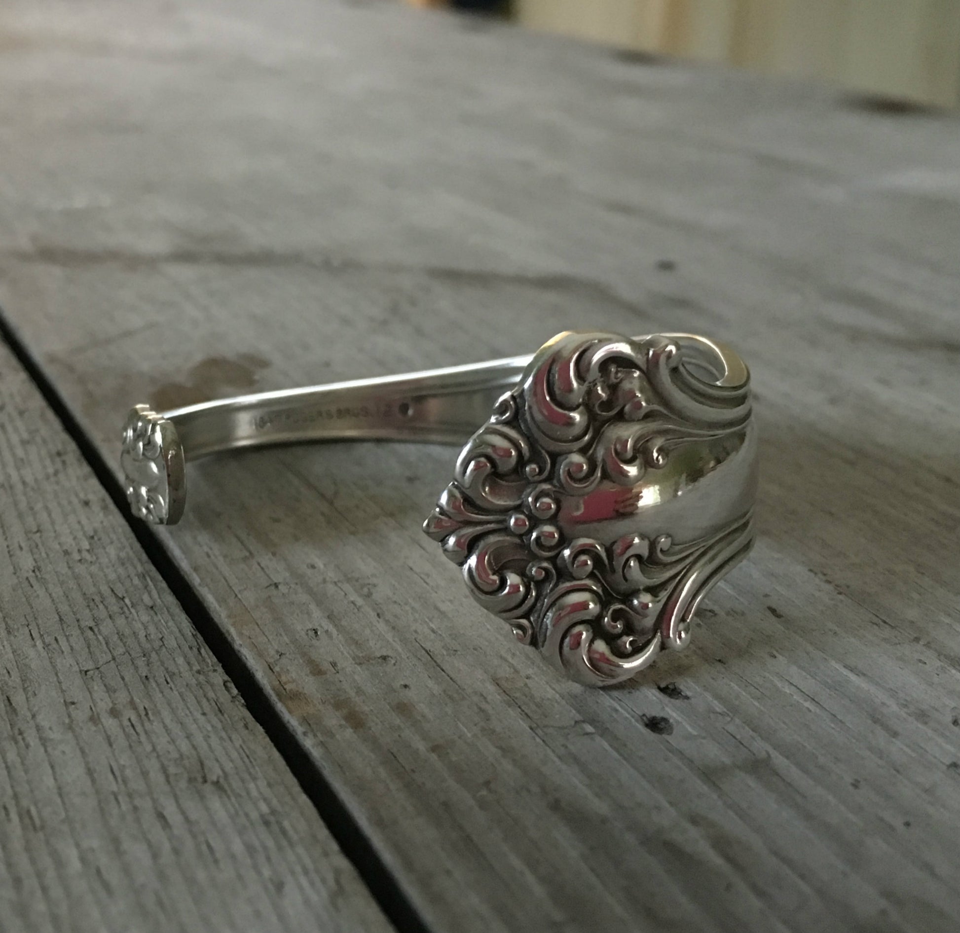 Ornate End of Avon Spoon Cuff Bracelet