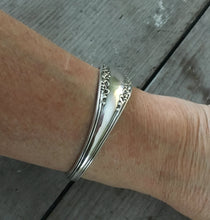 1847 Rogers Avon Spoon made into a cuff bracelet shown on model's arm from the top