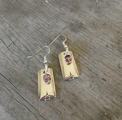 Spoon Handle Earrings King Arthur Pattern with Purple Bead