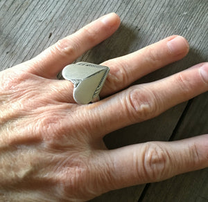 Spoon Ring Heart Shaped Hiawatha Size 7 3736 Shown on Model Hand