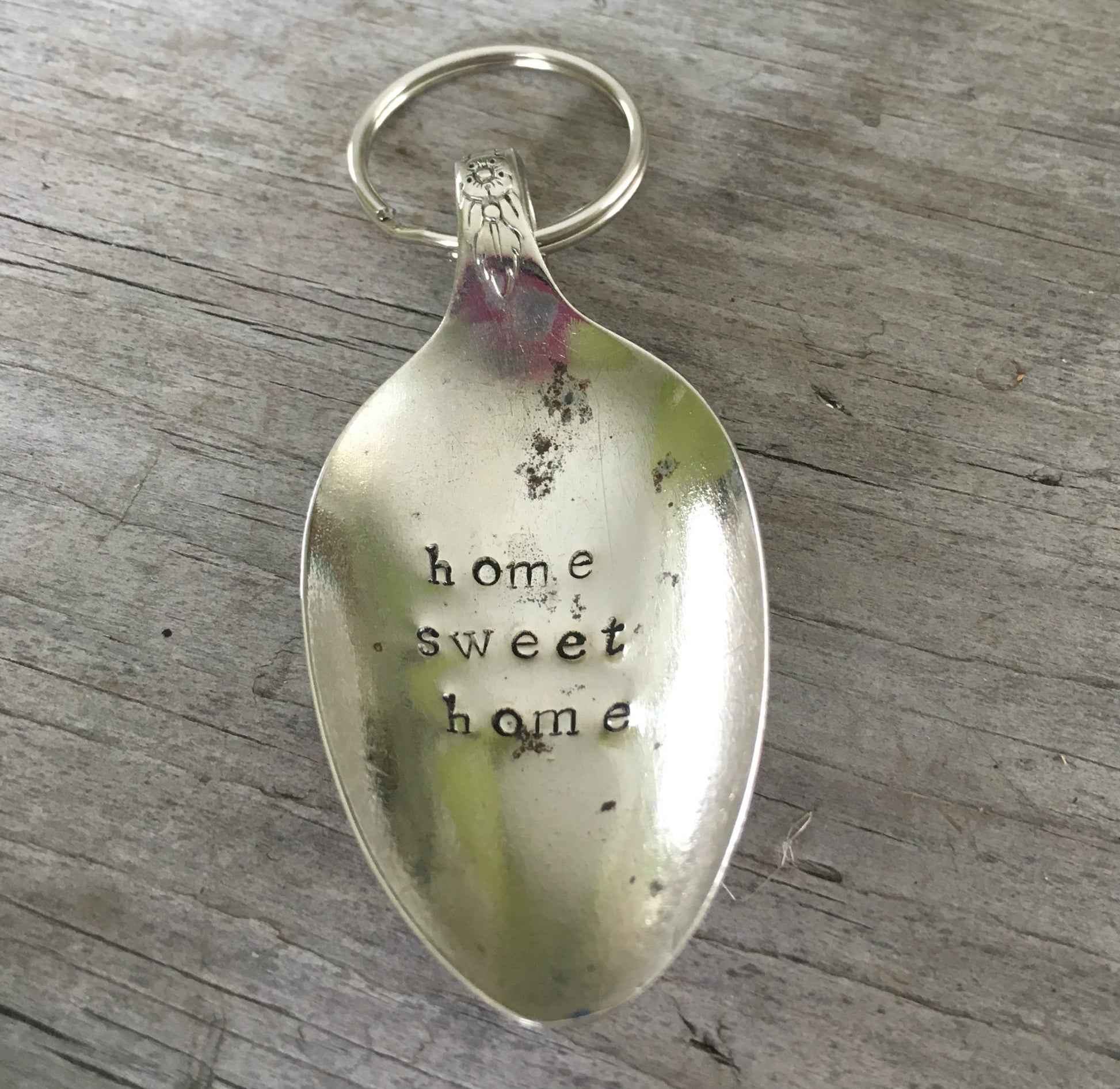 Stamped Spoon Keychain Home Sweet Home