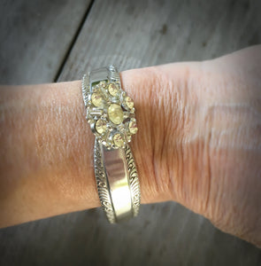 Large upcycled spoon link bracelet shown on model wrist