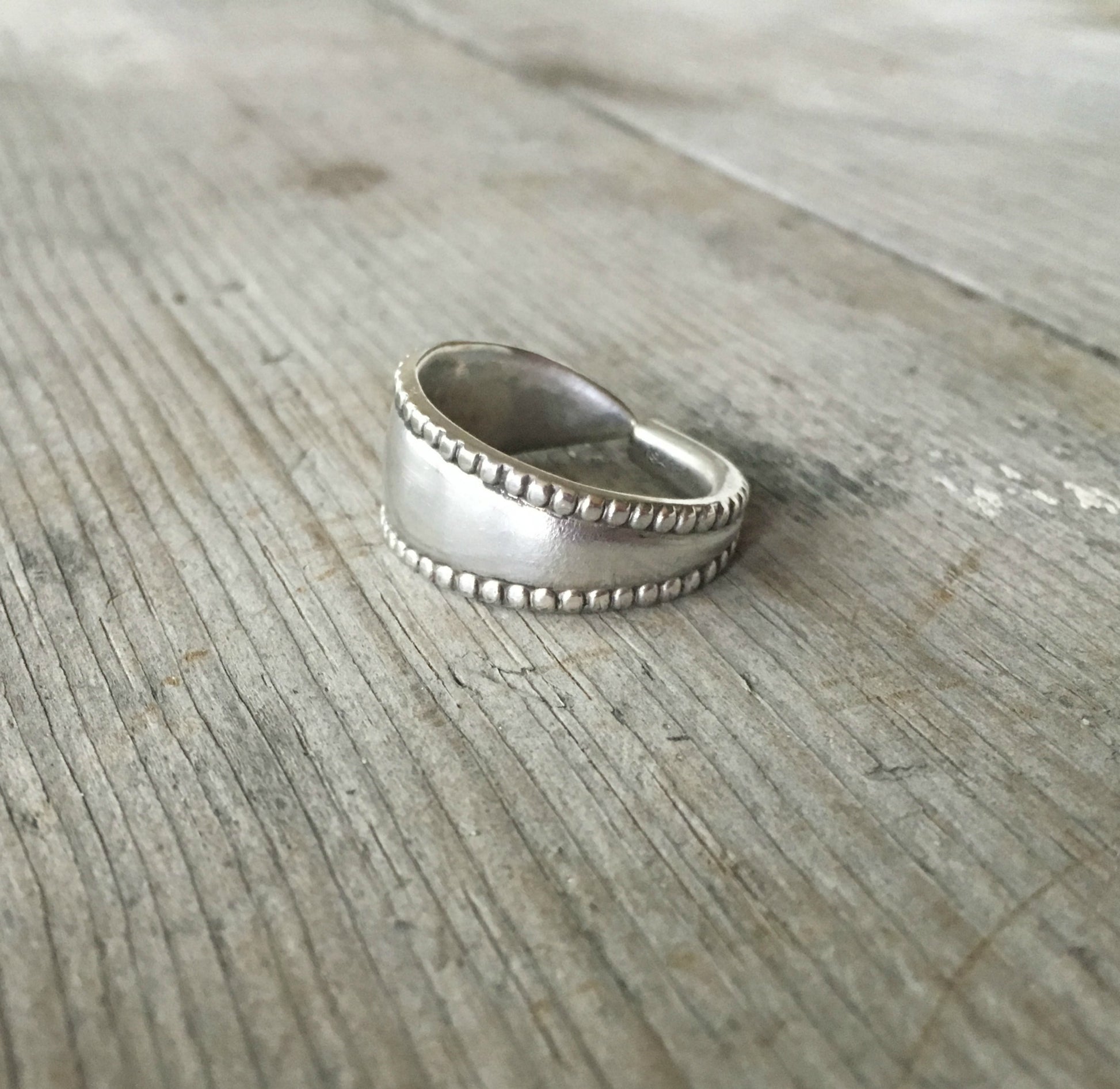 Dot Design Spoon Ring from 1847 Rogers Vesta Size 10
