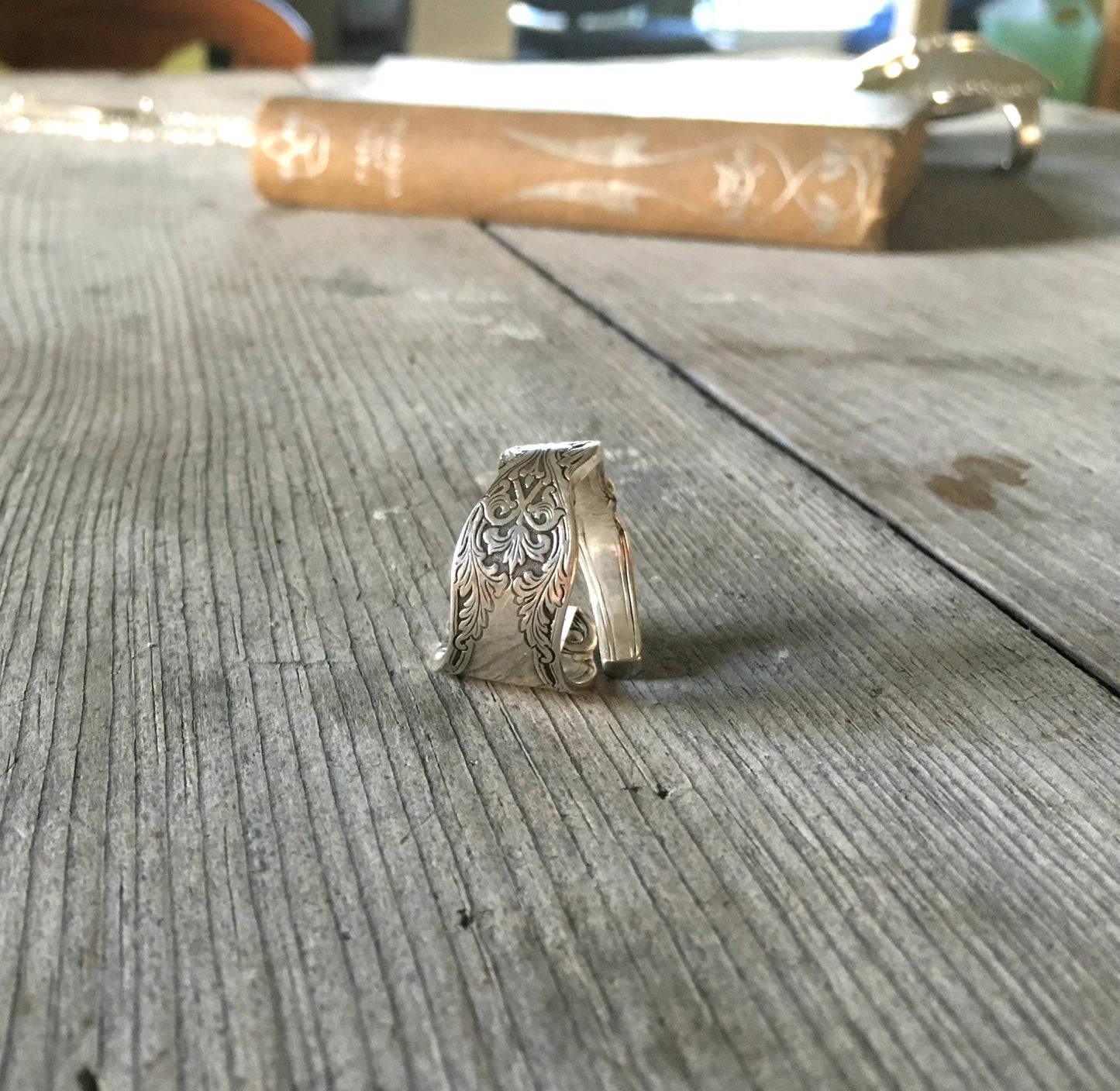 Spoon Ring Coil Wrap Alhambra Size 8 Vertical View