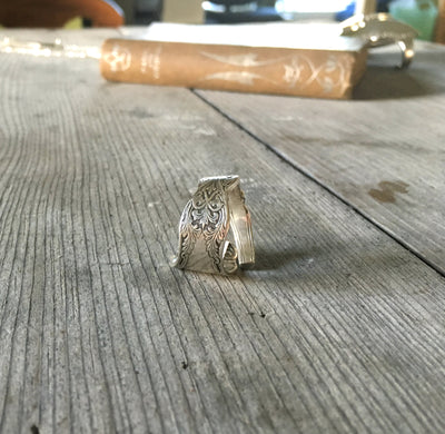 Spoon Ring Coil Wrap Alhambra Size 8 Vertical View