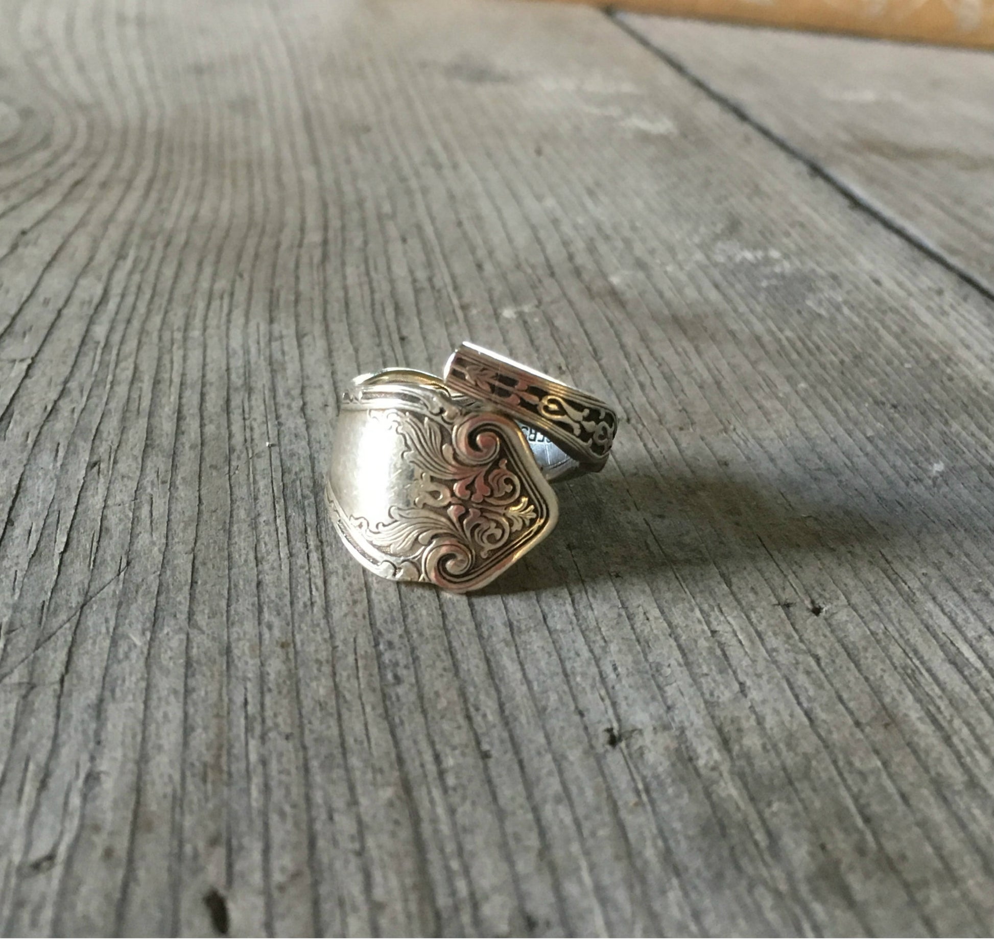 Upcycled Silverware Ring Made from a Spoon Handle Alhambra Size 8.5