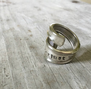 Size 8 Spoon Ring Stamped Wanderlust