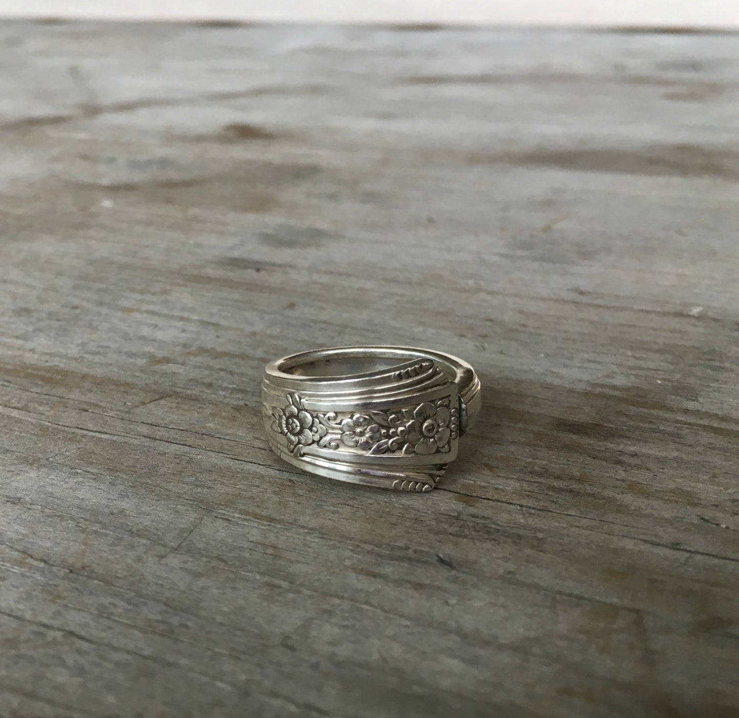 Fortune pattern upcycled silverware spoon ring - Spoon Ring - handcrafted from upcycled vintage silverware - Laughing Frog Studio
