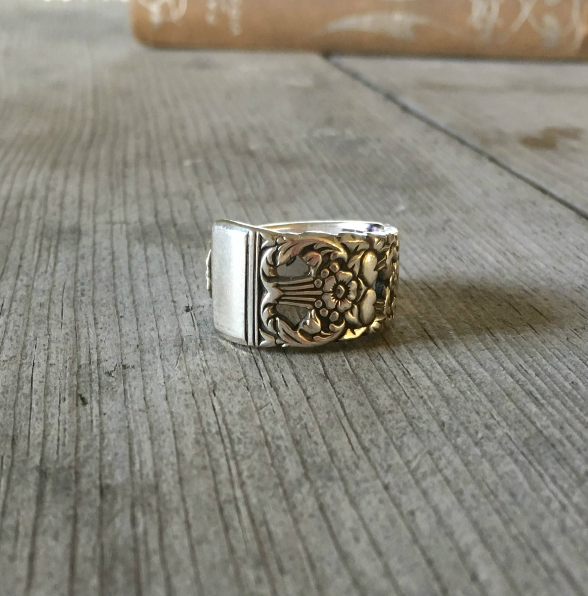 Upcycled Silverware Jewelry Coronation Spoon Ring Size 8 3726