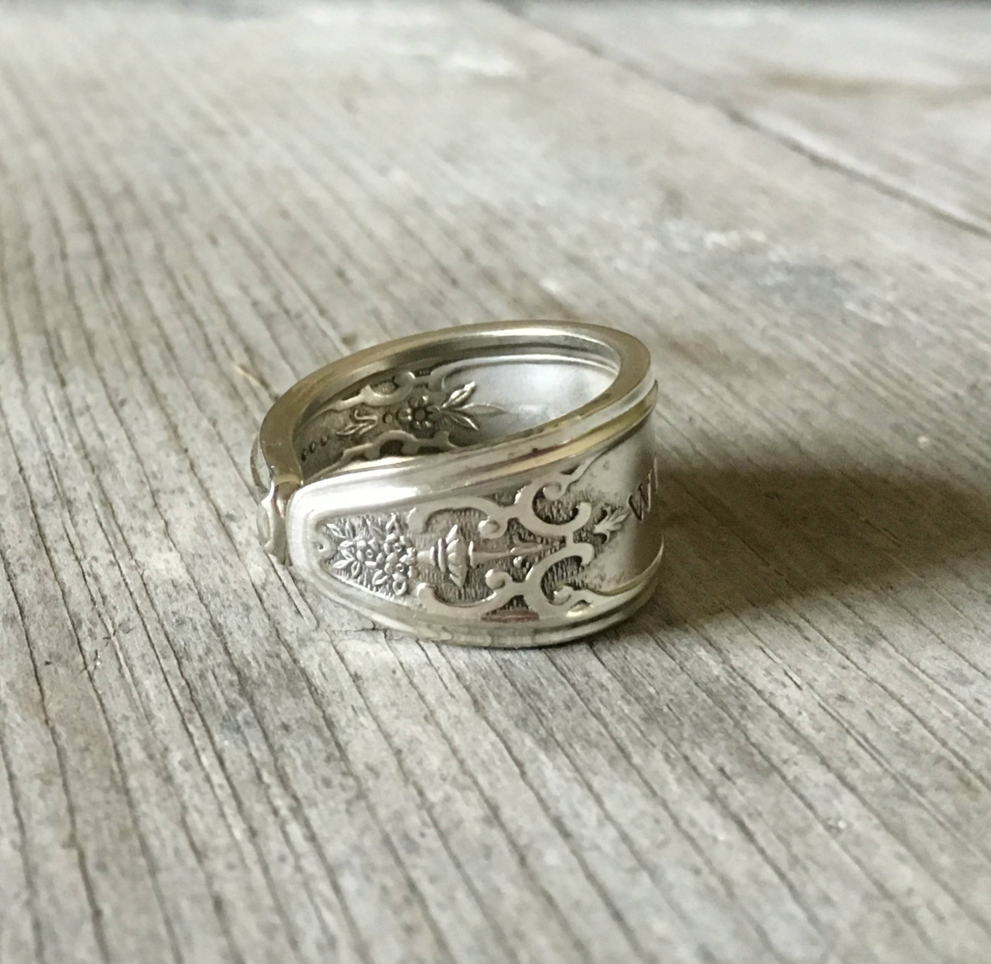 Lady Doris Princess Spoon Ring showing design detail Size 9