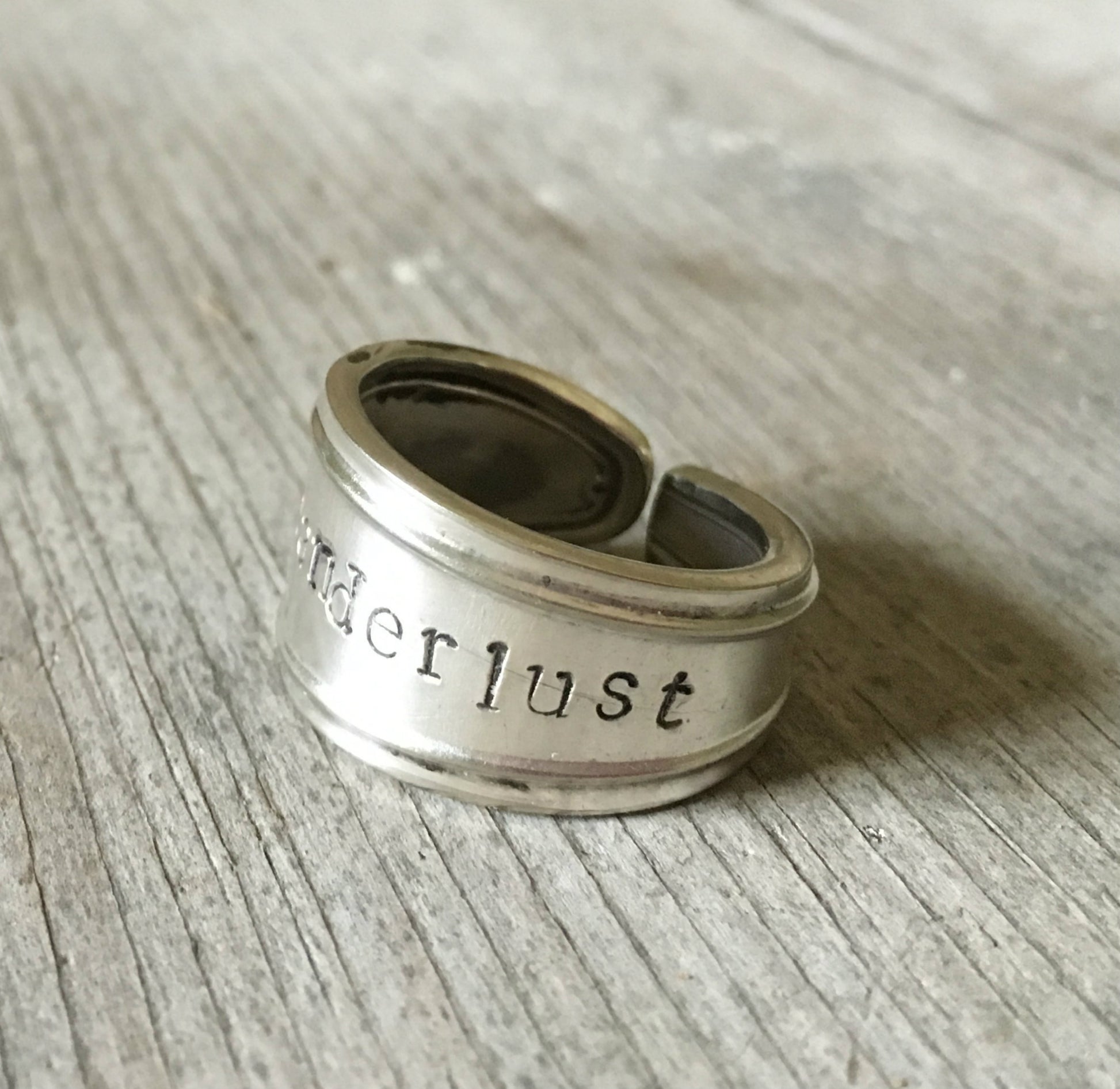 Upcycled spoon ring lady doris princess stamped wanderlust size 9