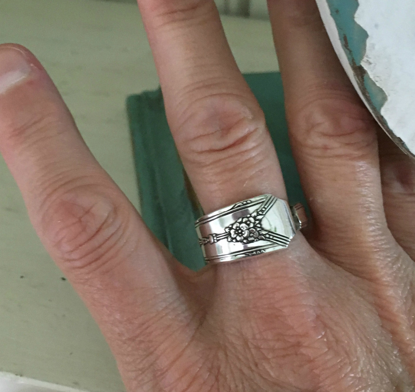 Milady Spoon Ring Size 9 Shown on Model