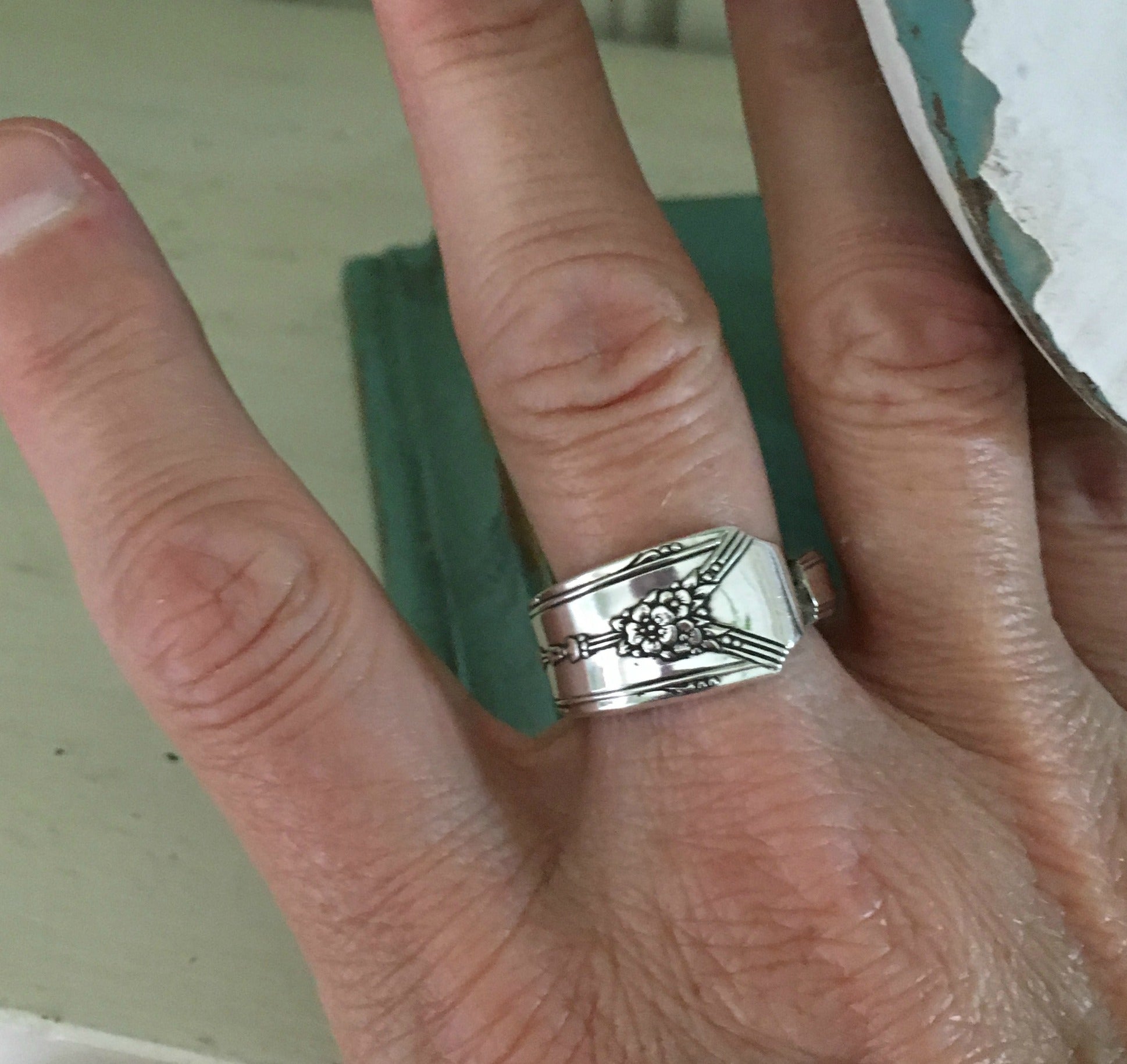 Milady Spoon Ring Size 9 Shown on Model