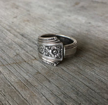floral Upcycled silverware ring from antique spoon 