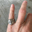 Fortune pattern spoon ring shown on model- Spoon Ring - handcrafted from upcycled vintage silverware - Laughing Frog Studio