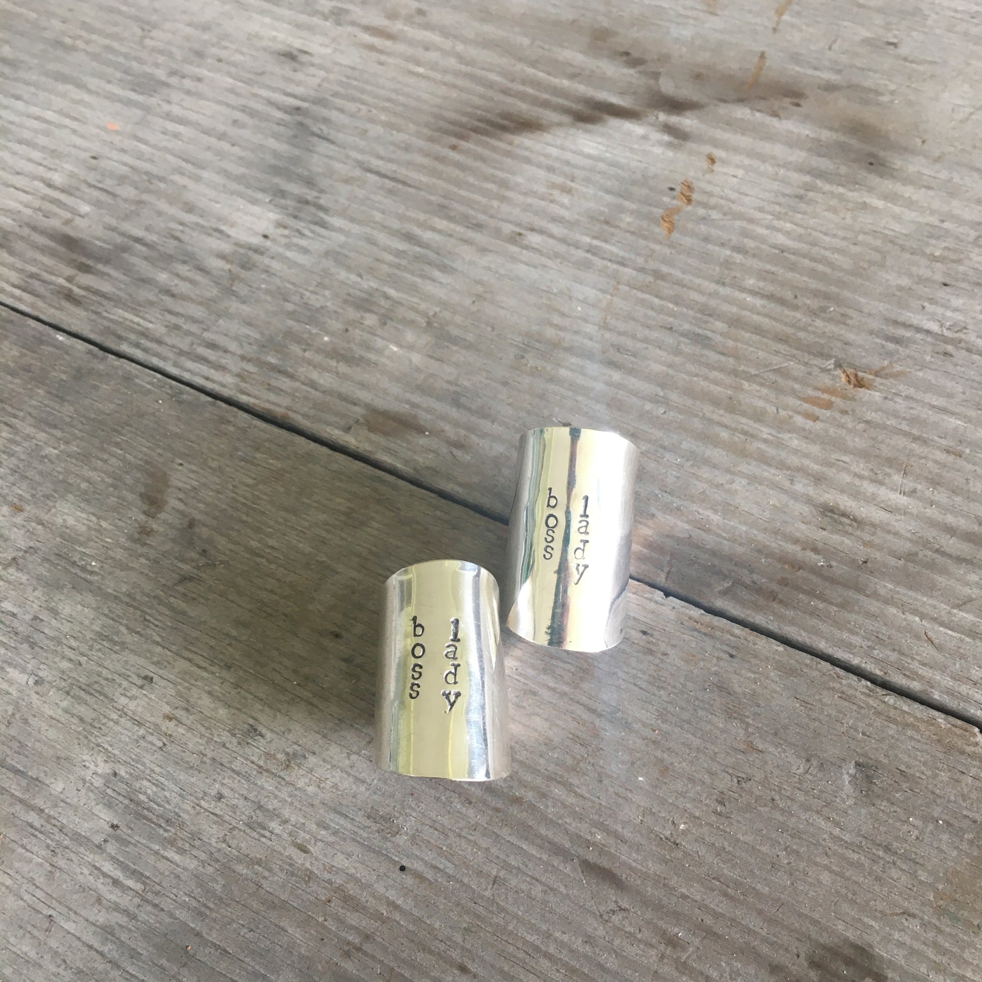 Boss Lady statement ring - bold hand-stamped upcycled silverware cuff jewelry