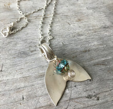 Vintage silverplate silverware necklace in the shape of an ocean creature tail fin