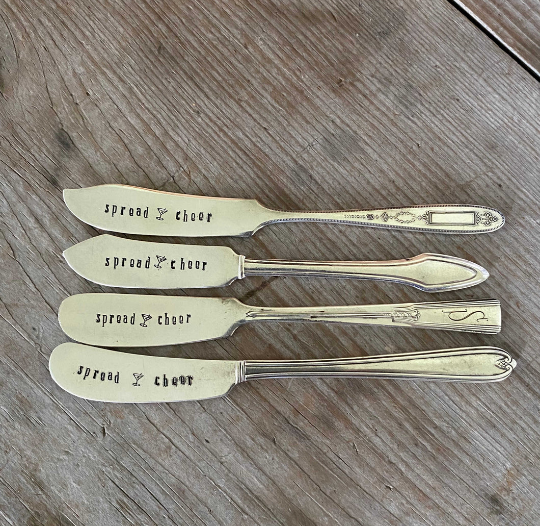 Hand Stamped Cheese Spreader/Knife - SPREAD CHEER