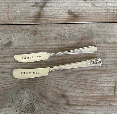 Hand Stamped Cheese Spreader Knife - SPREAD LOVE