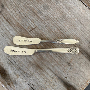 Hand Stamped Cheese Spreader Knife - SPREAD LOVE