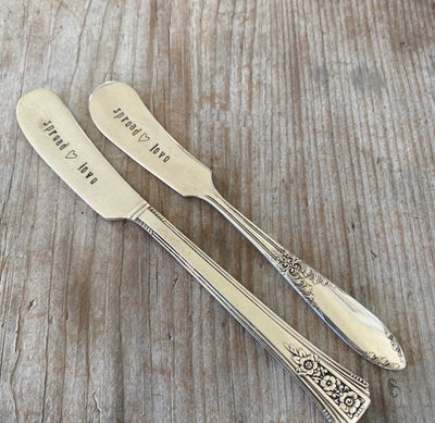 Hand Stamped Cheese Spreader Knife - SPREAD LOVE