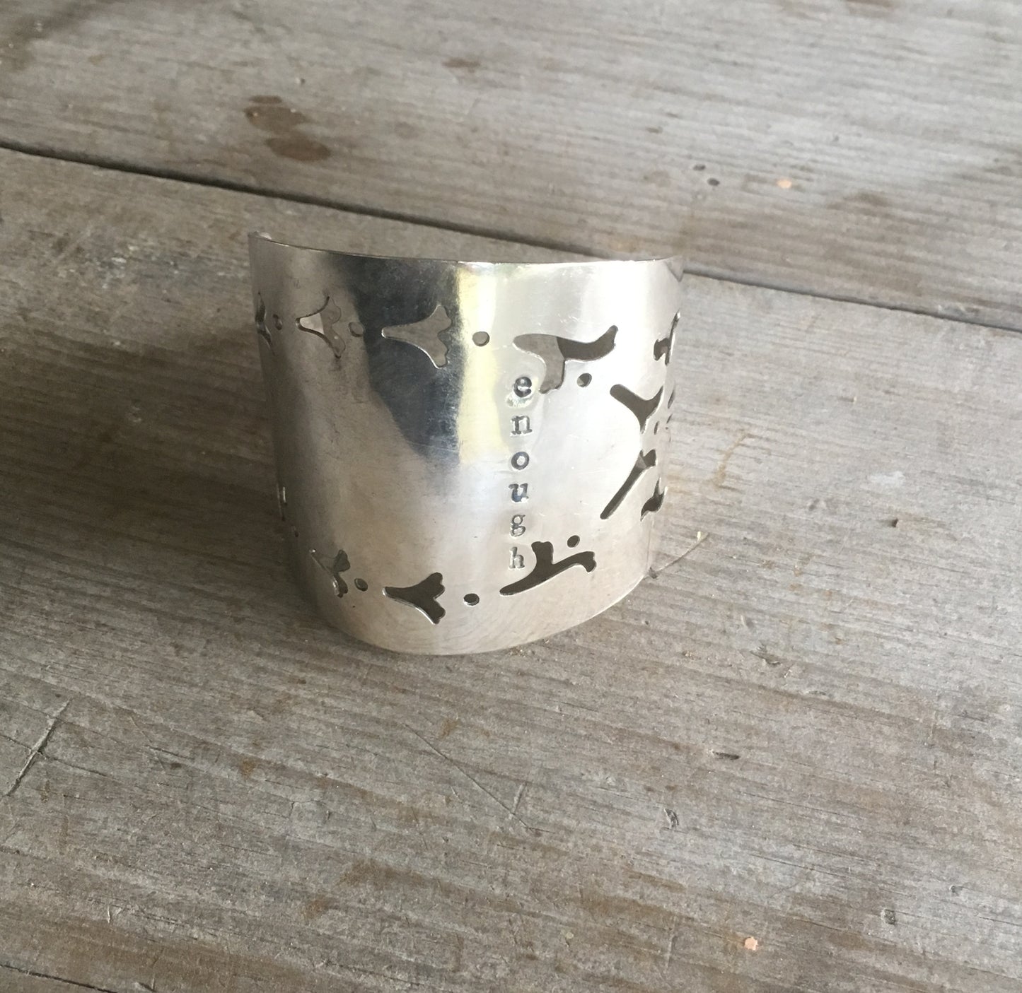 Cake Server Cuff Bracelet Hand Stamped Enough