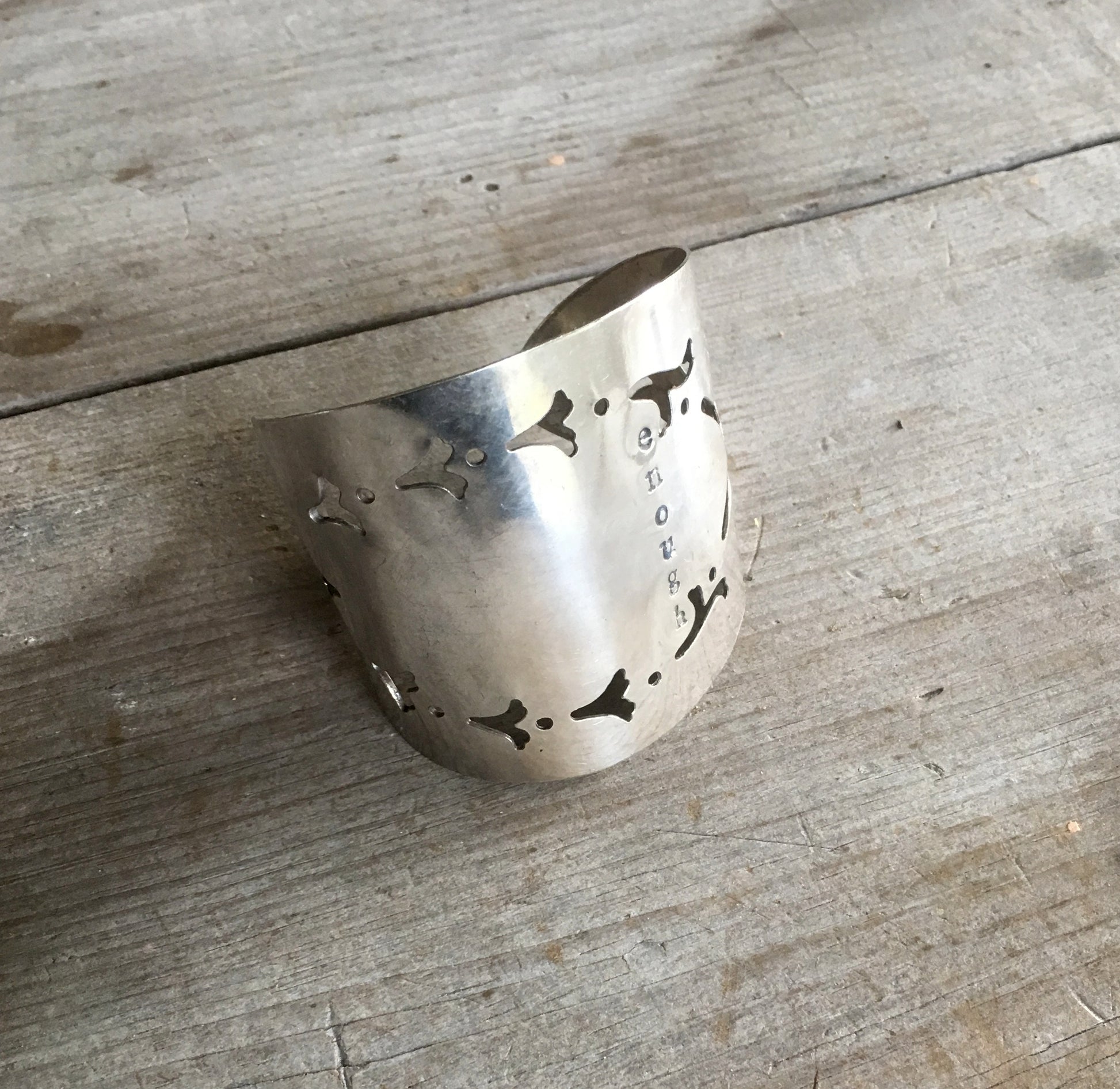 Cake Server Cuff Bracelet Hand Stamped Enough