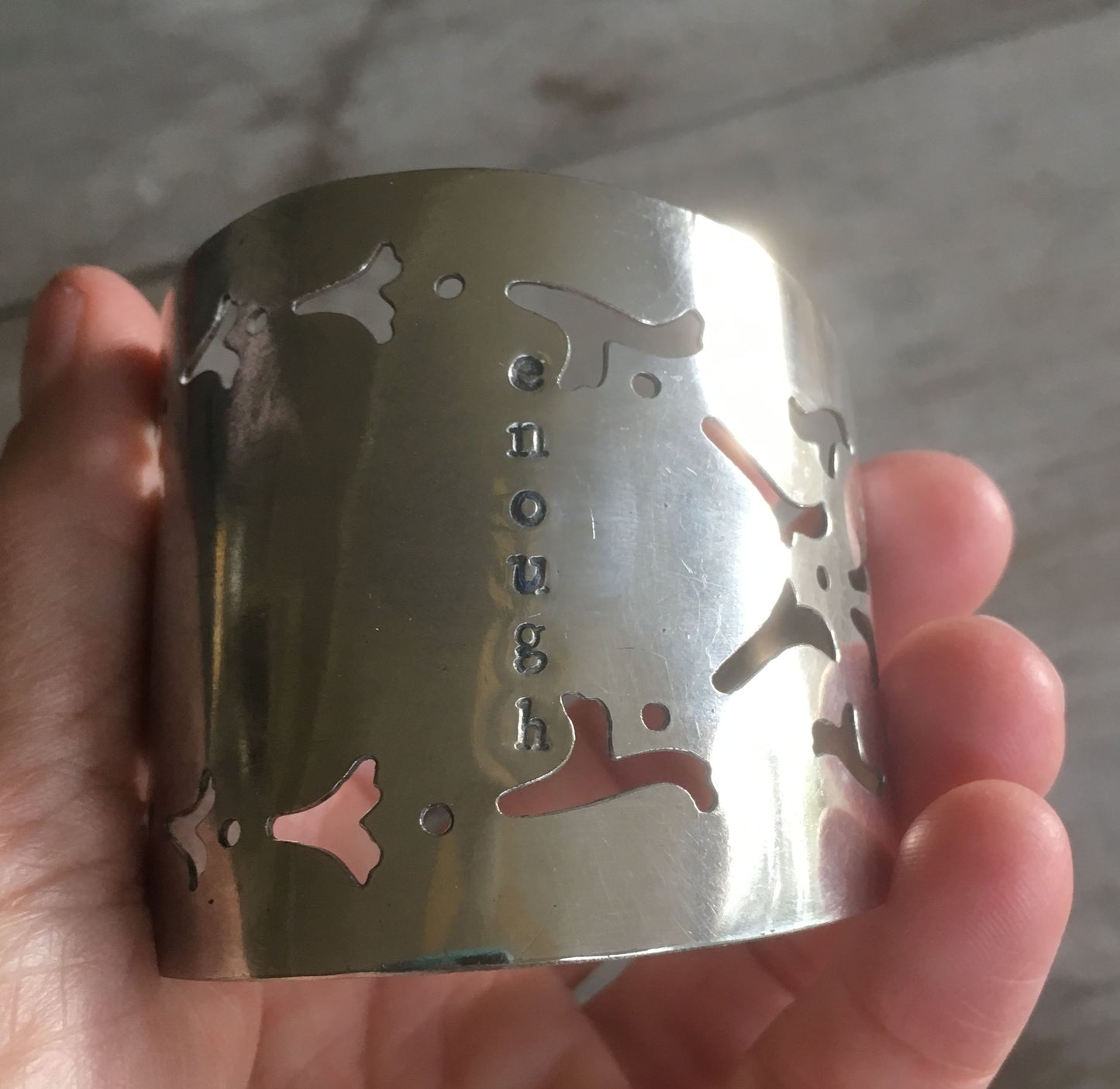 Cake Server Cuff Bracelet Hand Stamped Enough