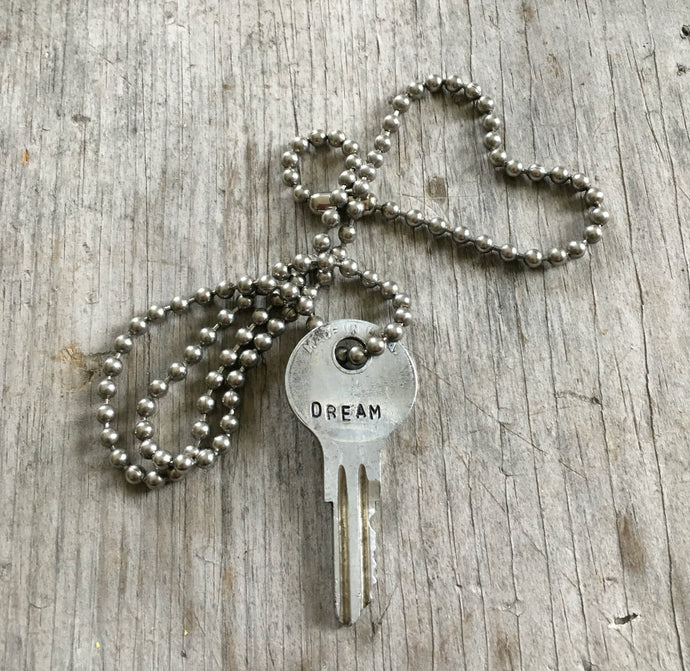 Stamped Key Necklace – DREAM - #3537